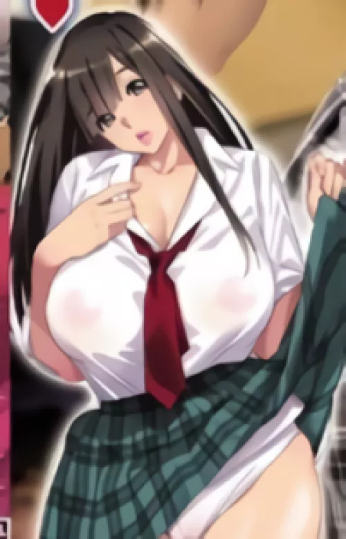 LF Color Source, Schoolgirl, black hair, thighs, skirt