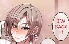 LF Color Source: Short Hair, Blushing, Red Text “I’M BACK~!” , Purple Eyes, Unique Pupils, Sweating, Foreign Text “へッ” , Earrings, Posing