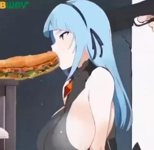 LF Color Source: Subway, 1girl, blue hair, gun against head, blowjob