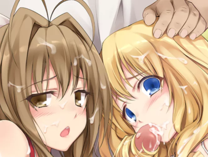 LF color source:2girl, facial, open mouth, blush, oral, multiple_boys