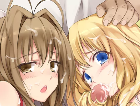 LF color source:2girl, facial, open mouth, blush, oral, multiple_boys