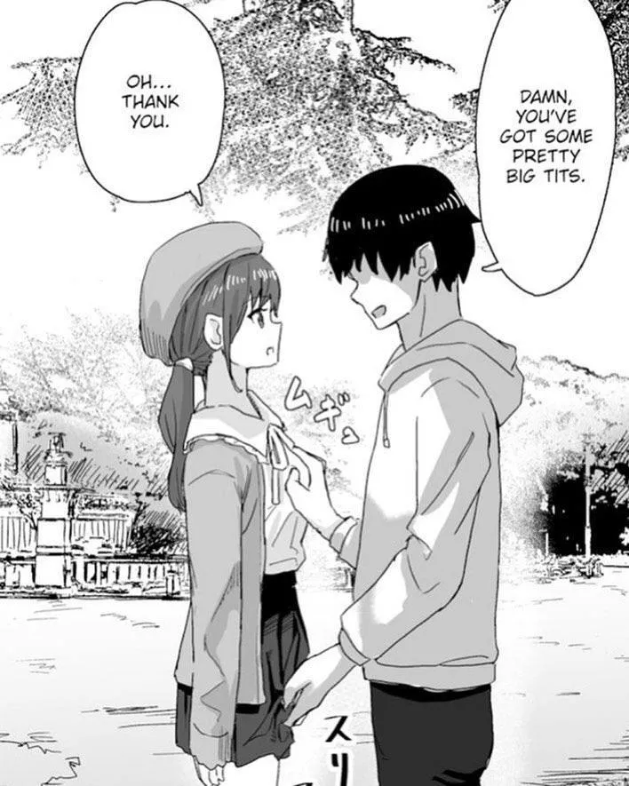 LF Mono Source: 1boy, 1girl, “Damn, you’ve got some pretty big tits”, “Oh...Thank you”