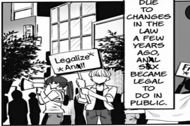 LF Mono Source: 1boy, 1girl, protest, holding a sign, loudspeaker, 