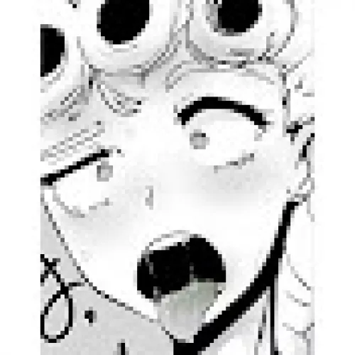 LF mono source: 1girl, ahegao, crop, face, short hair, saliva trails, mouth open, tongue, upper teeth