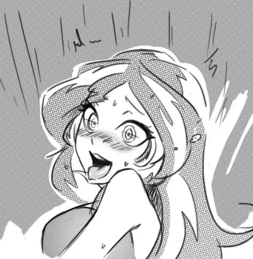 LF Mono Source: 1girl, ahegao, long hair, white hair, gray hair, blushing, open eyes, open mouth, sweating, big breasts, looking back, face focused, gray background, SFX