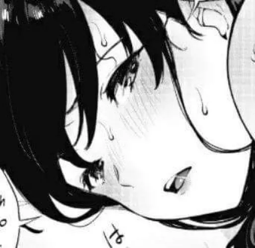 LF Mono Source: 1girl, black hair, open mouth, sweating, looking back, hair between eyes