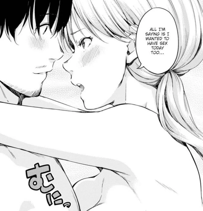 LF mono source: 1girl, blond, 1boy, hugging, “All I’m saying is I wanted to have sex today too…”,