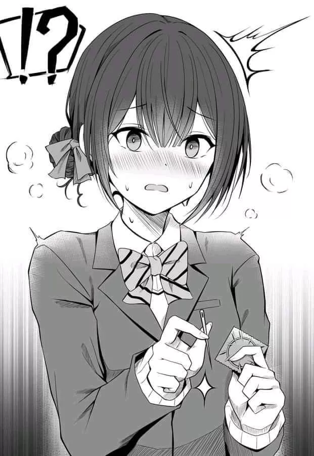 LF Mono source: 1girl, condom, schoolgirl uniform, blushing, !?