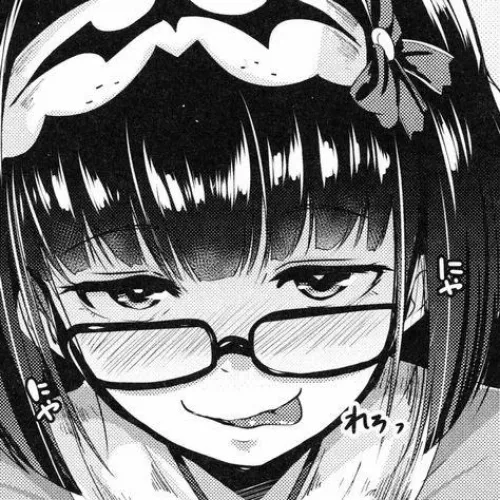 LF Mono Source: 1girl, glasses, looking a viewer, ahegao face, tongue.