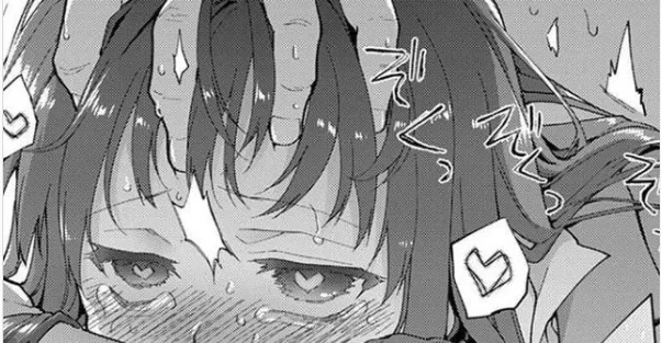 LF Mono Source: 1girl, heart eyes, tears, sweat, bangs, male hand