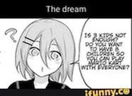 Lf mono source: 1girl, short hair, hair clips, school uniform, text “Is 3 kids not enough? Do you want 8 children so you can play Mario kart with everyone?”