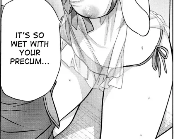 LF mono source: bikini, 1girl, nipple, it's so wet, strings, precum