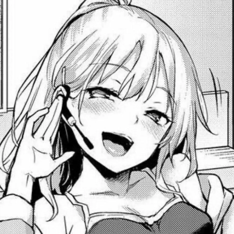 LF Mono Source: Ponytail, Light Colored Hair, Blush, Small Breasts, Clothed, Short/Medium Hair, Tank Top, Smug