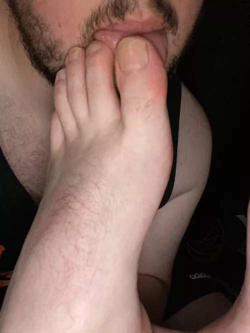 Licking my straight friends foot