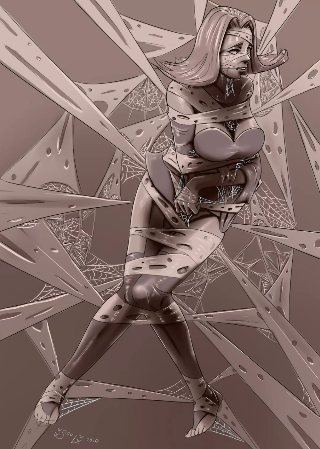 Lina was caught by a spider. Lina was caught by a spider.