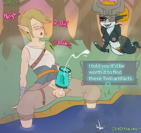 Link and Midna taking a much needed break in Ordon Forest (HashDrawingSlasher) Link and Midna taking a much needed break in Ordon Forest (HashDrawingSlasher)