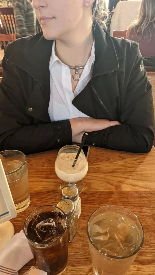 Locked in my collar, out at dinner. 1.9.2022