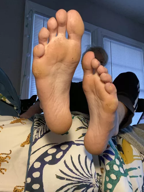 Long day in some new socks. Def need a boy rubbing them about now.