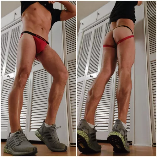 Long legs, loving the jock strap look