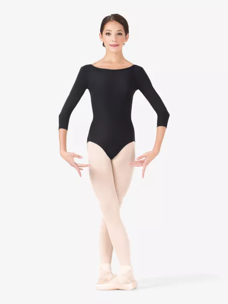 Long sleeved black ballet leotard with pantyhose