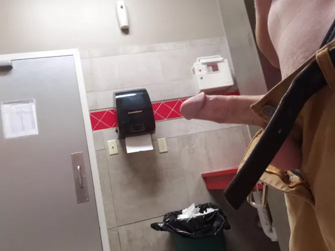 Love bein hard in a public restroom 😏 what would you do if you walked in on me?