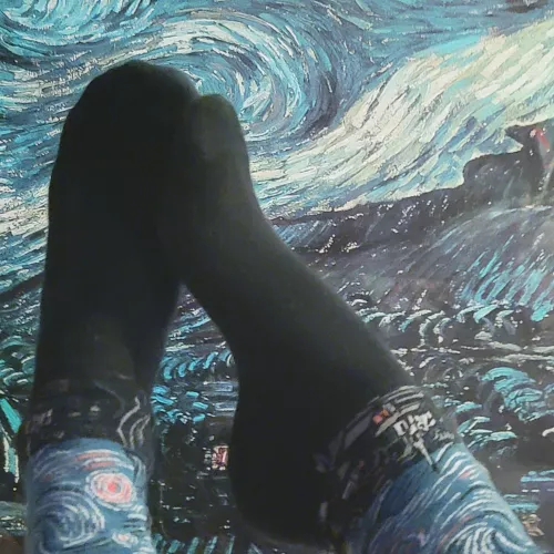 Love these Van Gogh socks, don't my feet look so pretty in them?