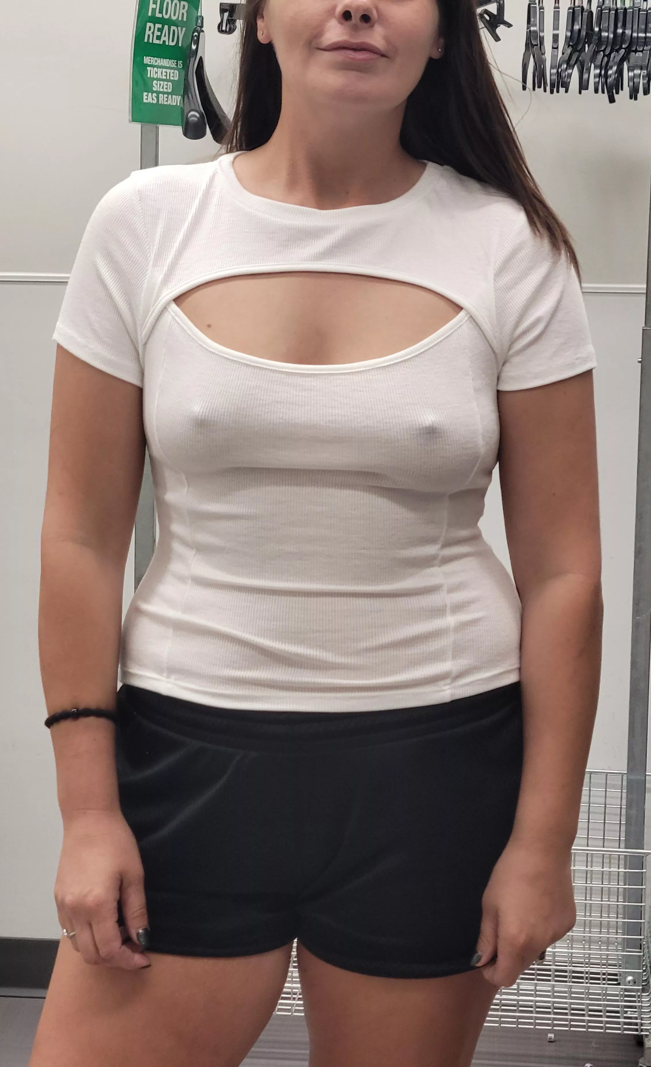 Love trying on new shirts at the store.