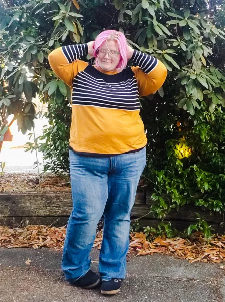 Loving the cooler weather so I can start wearing my fall sweaters