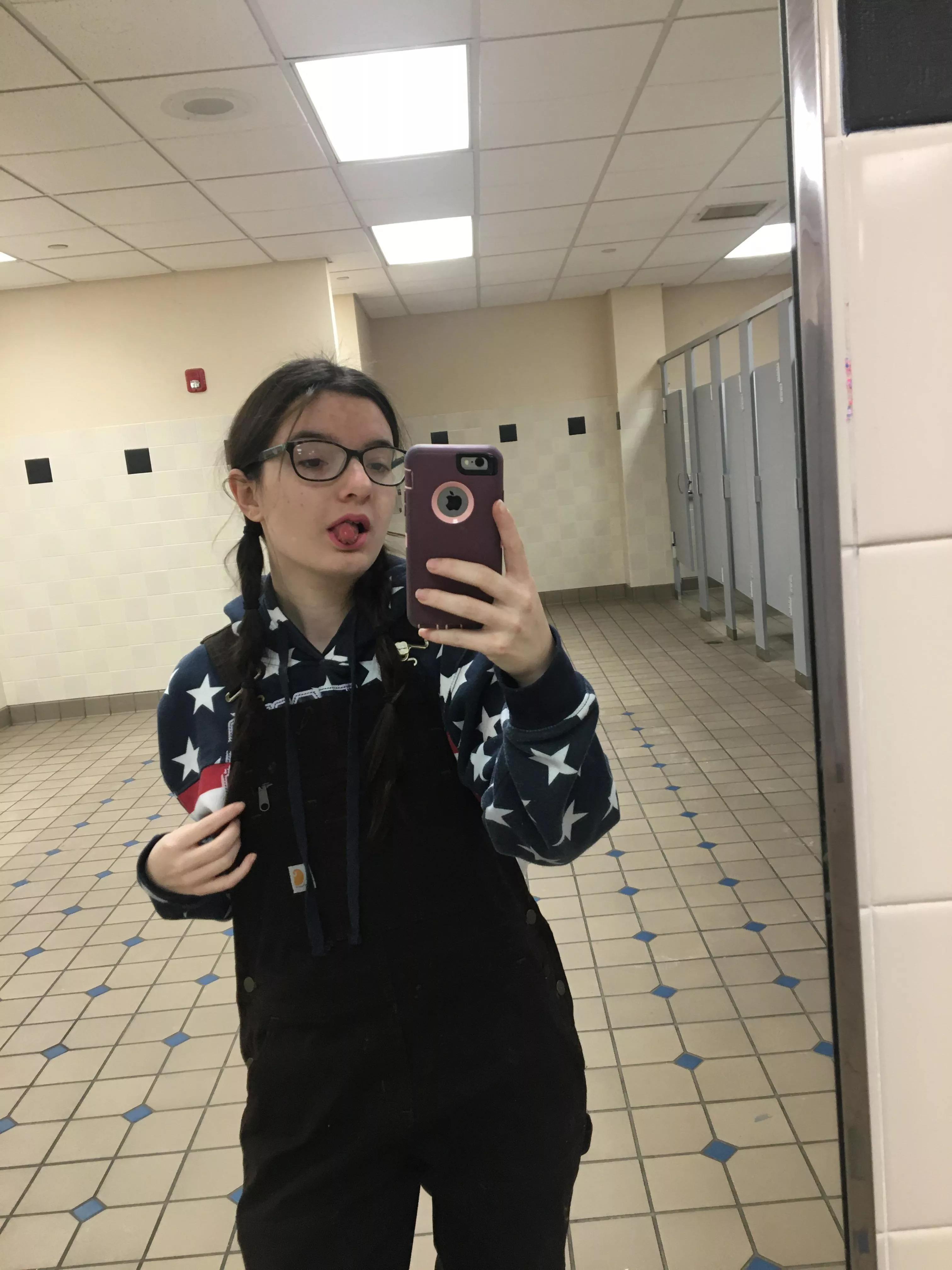 Low twisty pigtails for class today:)