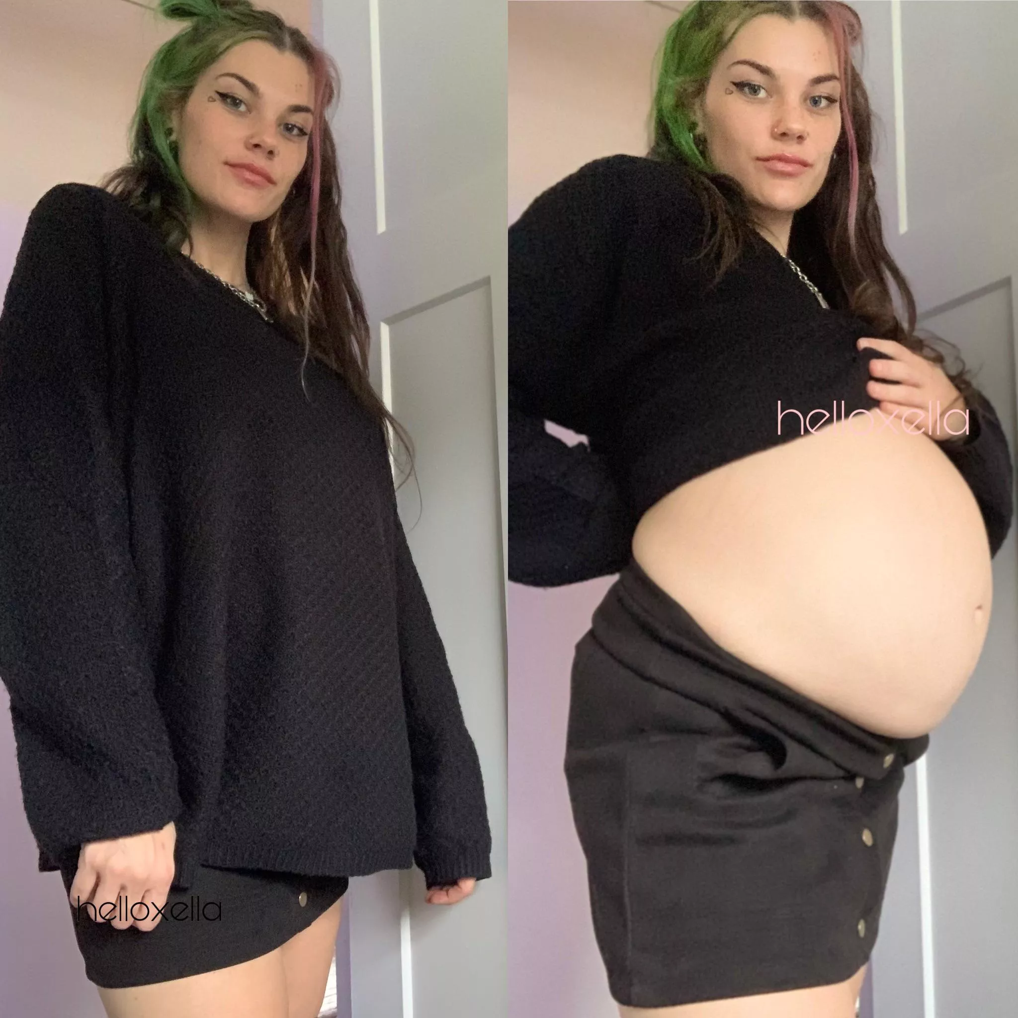 Luckily my sweater is big enough to hide my balloo— I mean belly.