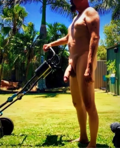 (M) 45 yrs enjoying mowing my yard perfect day to be outside. (M) 45 yrs enjoying mowing my yard perfect day to be outside.