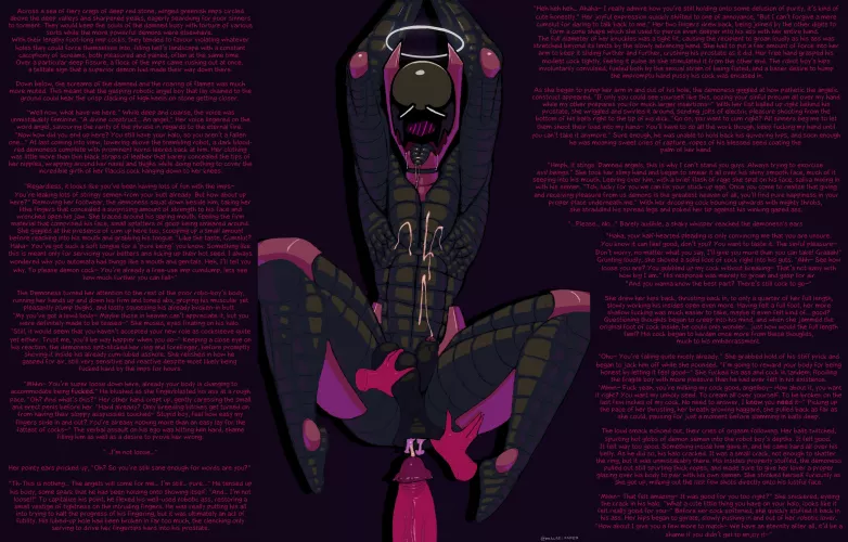 [M] A angelic robot finds himself trapped in hell, to be corrupted by a fat cocked demoness [Futa on Male][Male focus][Artist: DracReloaded]