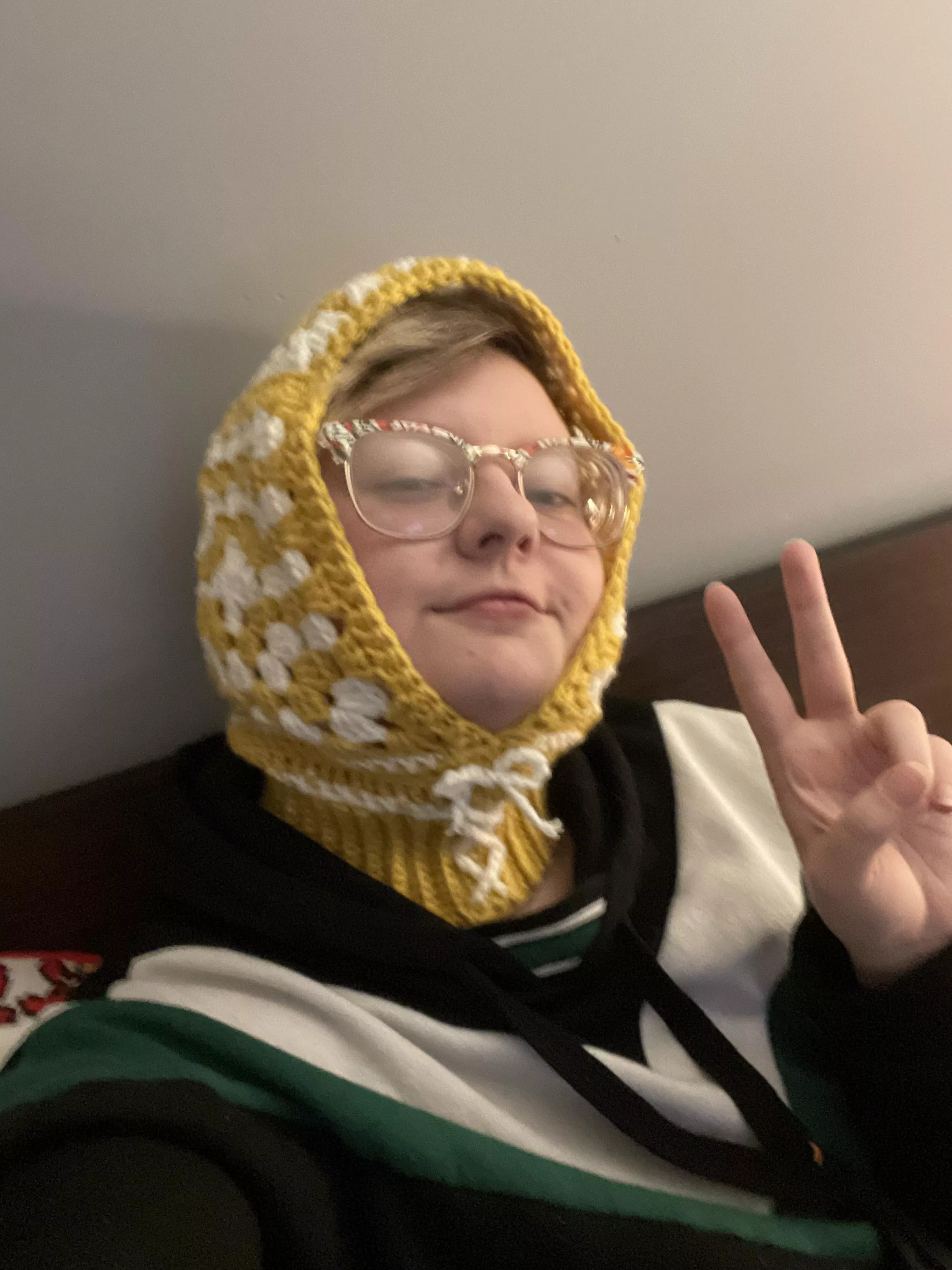 Made my first crochet balaclava last night. Feel so cozy and little!