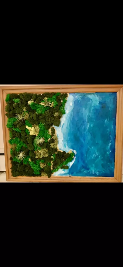 made this moss art for my parents this past Christmas🌱🪴 this is the coast line of north shore MA and New Hampshire seacoast 🌊 many of my best memories in this area ♥️