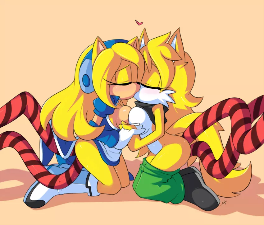 maria and tailsko kissin ?????? (art by ayb)
