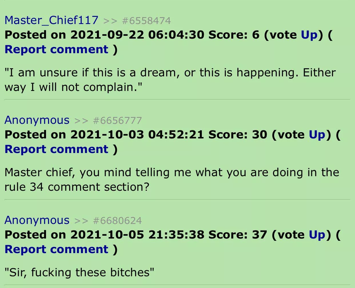 Master Chief, do you mind telling me what you are doing on r34?