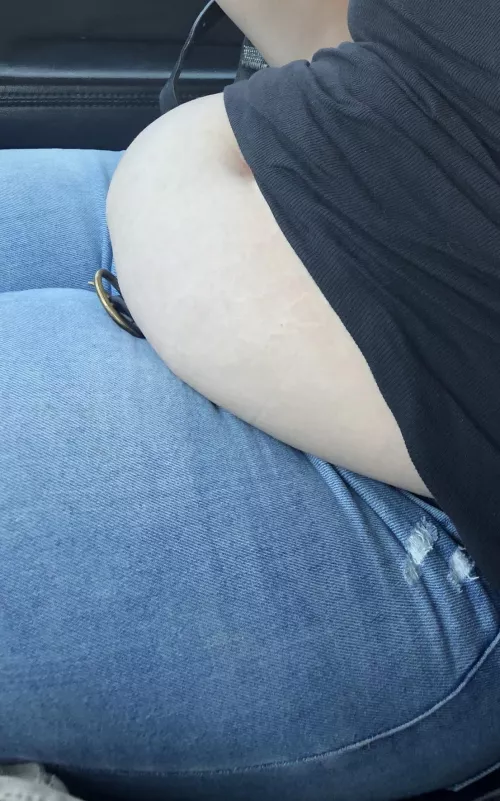 McDonald’s drive through anxiously awaiting food. The lady locked eyes right away on my big belly lol