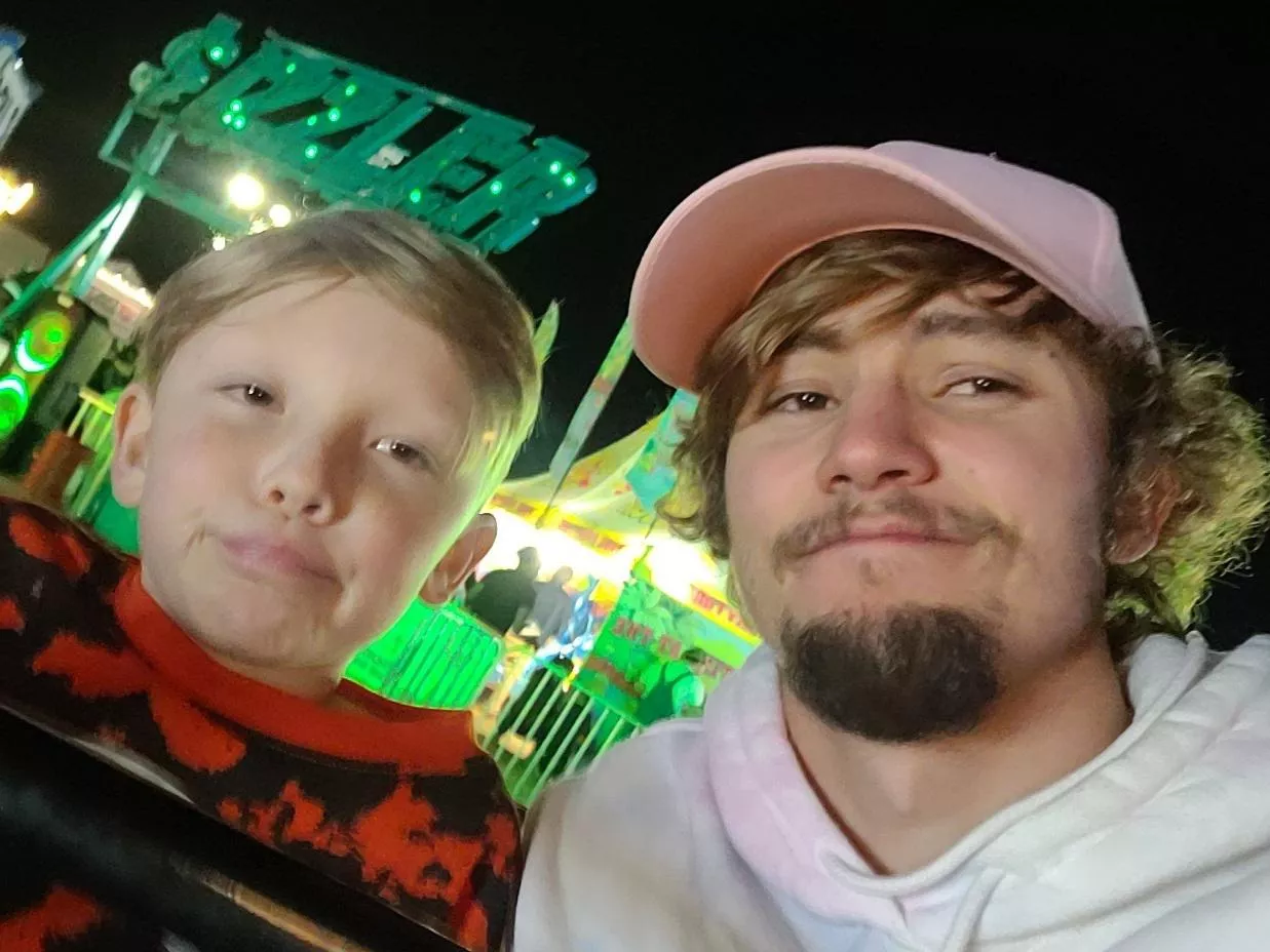 Me and baby bro ate too much funnel cake at the fair, but at least we had fun.