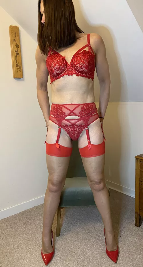 Me in red lingerie [f] 😍