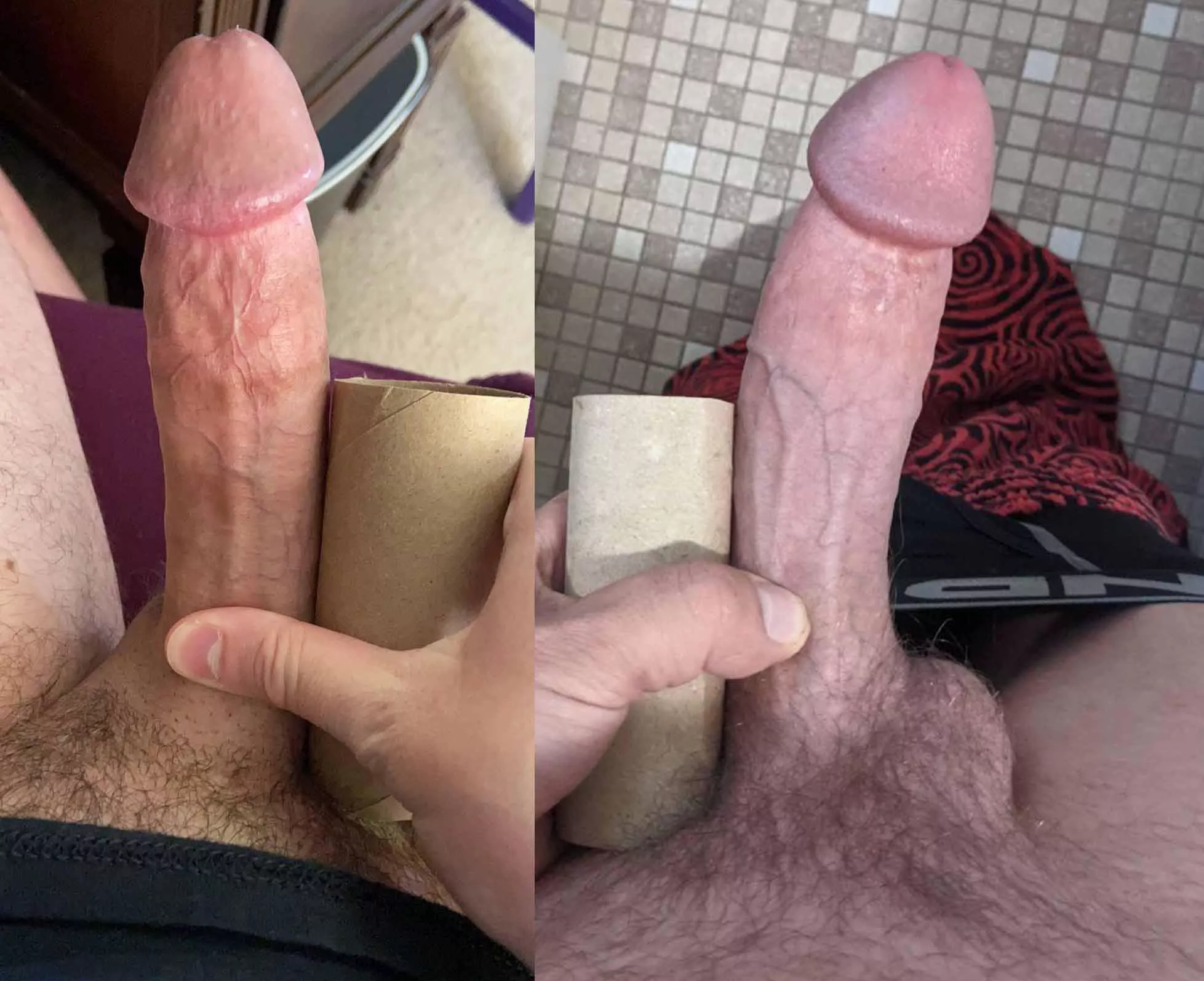 Me (left) and another hung bro comparing our cocks. Which do you like better? Me (left) and another hung bro comparing our cocks. Which do you like better?