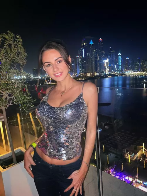 Me with sparkling top at the city top π