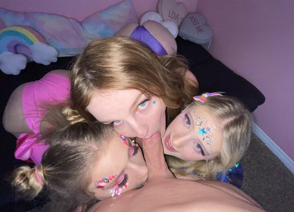 Melody Marks, Eliza Eves, & Taylor Blake brought me home from a rave just to fuck me. Make sure to stay tuned for the new video dropping soon. Can you guess who I covered in cum? ??
