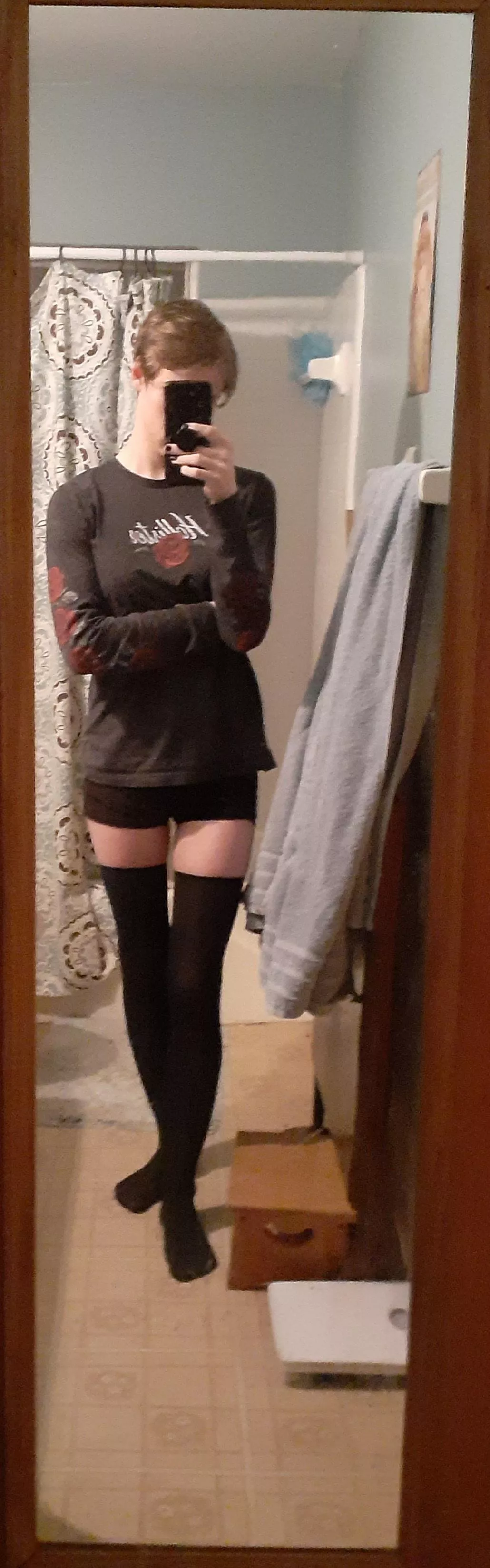 moments after this picture was taking I ripped a hole in the back of these socks on accident 😔