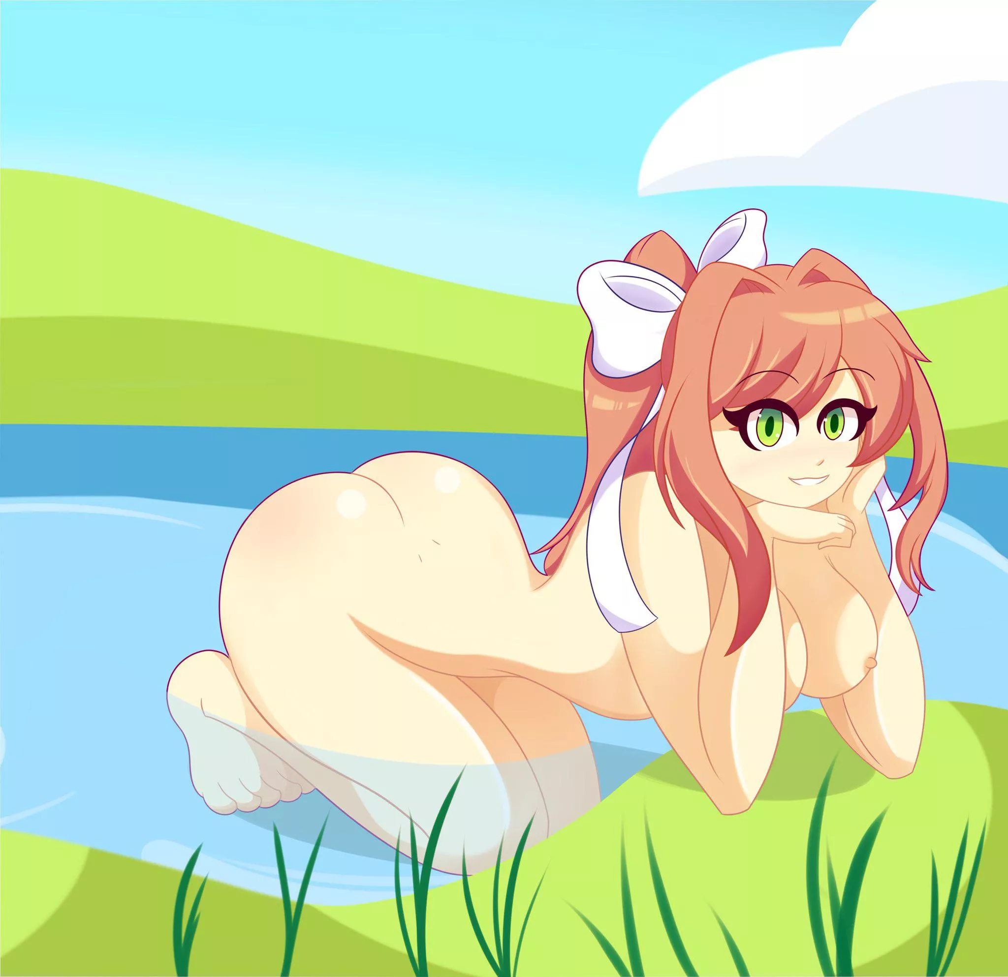 Monika skinny dipping. (Limbros on Twitter commissioned by me)