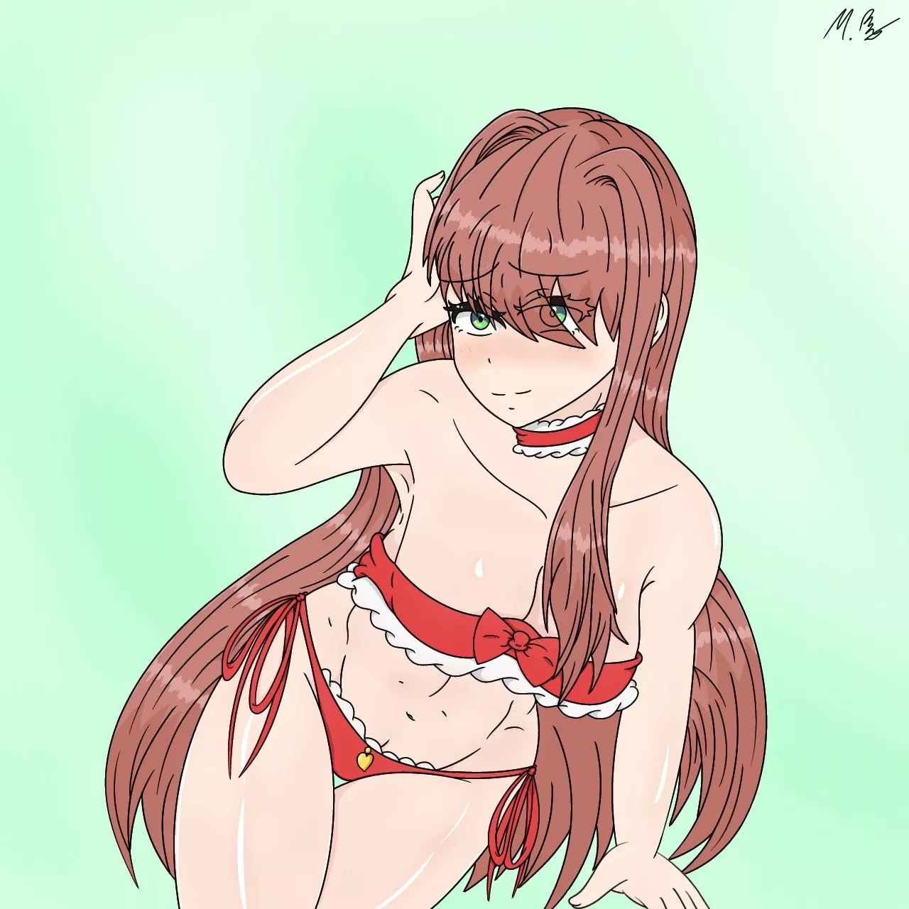 Monika's gift to you (art by MoldyBagelHere on twitter)