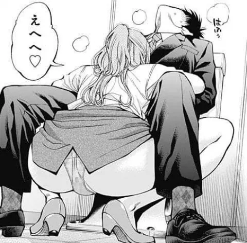 Mono: 1boy, 1girl, short black hair, ponytail, sitting, squatting, clothed sex, implied blowjob/fellatio, formal suit/clothes, shoes, high heels, office lady, salaryman, necktie, faceless, looking up, toilet, skirt lift, back slit, panties, long sleeves,