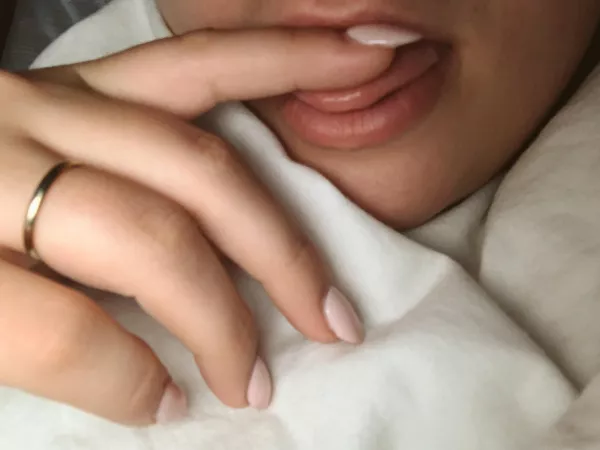 Morning snuggle finger bite š