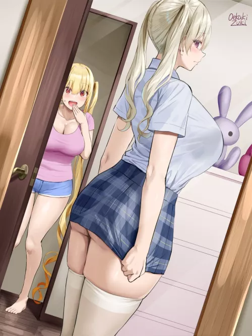 Mother caught red-handed wearing daughter's uniform Mother caught red-handed wearing daughter's uniform