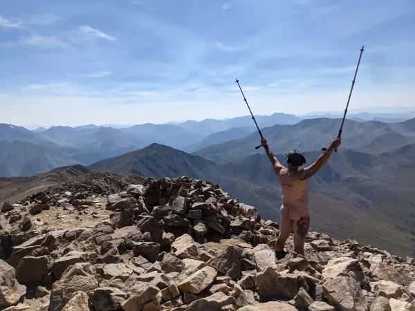 Mt Elbert summit. 14,440 feet above sea level Mt Elbert summit. 14,440 feet above sea level