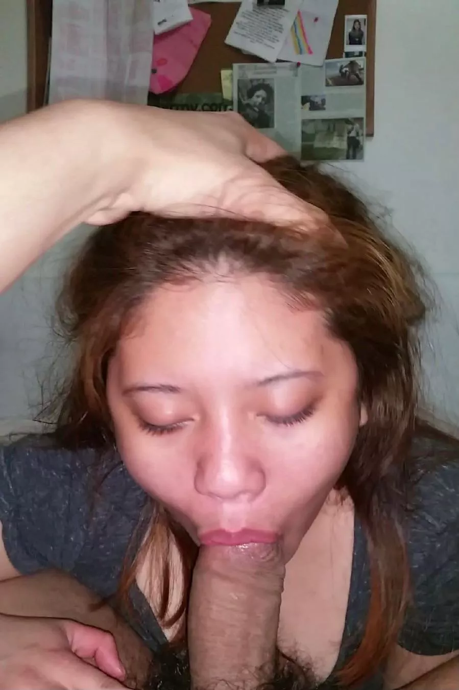 My 27 year old Filipina wife loves giving blowjobs, no matter whos listening upstairs photo